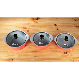 Bộ 3 nồi gốm sứ chống dính đáy từ: nồi 20- 22- 24 cm (kèm 3 nắp kính) tặng 1 cặp nhấc nồi sillicon (màu ngẫu nhiên)