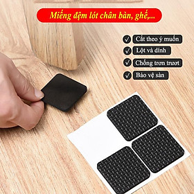 12 MIẾNG 4x4cm Lót chân ghế, miếng dán chống trầy, chống rung lắc bàn ghế Miếng lót kê chân giường, tủ Hình Vuông BẢO VỆ NHÀ CỬA KHÁC - LUCKY