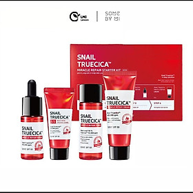 Bộ kit 4 sản phẩm hỗ trợ phục hồi da, cải thiện sẹo thâm Some By Mi snail truecica miracle repair starter kit