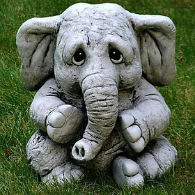 Hình ảnh Bức tượng voi 1PC, tượng voi nhựa, bức tượng cảnh quan vườn trang trí, điêu khắc thủ công bên ngoài để trang trí, 15cm
