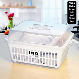 Mua Rổ úp bát đĩa có nắp đậy kèm khay hứng nước  chống bụi vô cùng sạch sẽ hàng nội địa Nhật Bản AD66