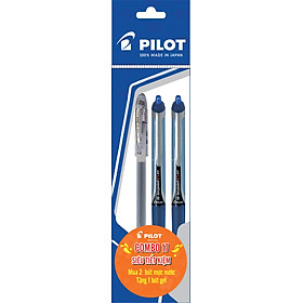 Combo Pilot 17 : 2 Bút Mực Nước V5 RT Mực Xanh + 1 Bút Super Gel Mực Xanh