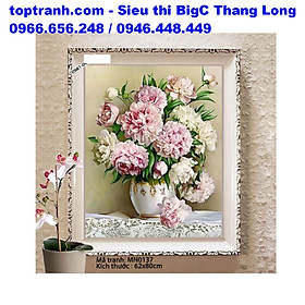 Mua Tranh thêu chữ thập bình hoa mẫu đơn thêu kín MN0137 / HH0815  chưa thêu