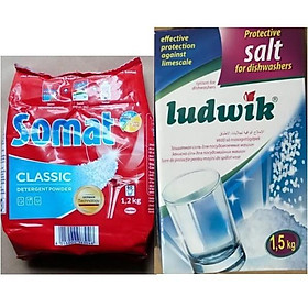 bột rửa bát Somat 1.2 kg và muối làm mềm nước ludwik 1.5 kg