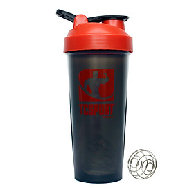 Bình lắc Shaker pha sữa cho người tập GYM hiệu TCSPORTFOOD - Bình nước thể thao Shaker 600 ml - Màu đen nắp đỏ