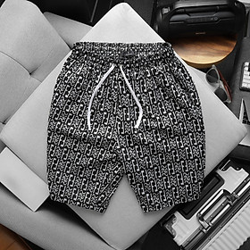 Quần short thể thao chất Umi dập họa tiết, Quần đùi nam mặc nhà, đi chơi, dạo phối phong cách