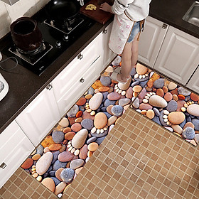 Bộ thảm bếp nỉ nhung lì cao cấp chống trượt dễ dàng vệ sinh, in 3D phong cách Hàn Quốc cho phòng bếp hiện đại