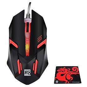 Mua Hoangnhan Chuột R8 1602 chơi game đèn Led Đa màu Tặng Kèm 1 Lót Chuột kiểu dáng độc đáo mỗi lần chuyển chuột sẽ đổi một màu khác nhau - Hàng Nhập Khẩu