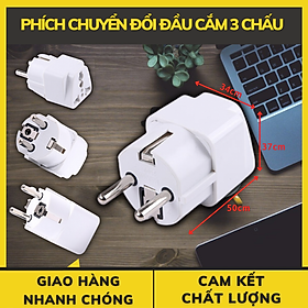 Đầu chuyển ổ cắm 3 chấu qua 2 chấu - Chuyển đổi phích cắm điện (Trắng), đa năng tiện dụng