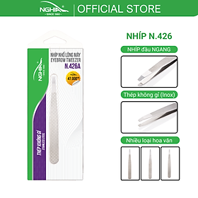 Nhíp Inox Nhổ Lông Mày Đầu Xéo Cao Cấp KỀM NGHĨA N.426 - Hoa Văn