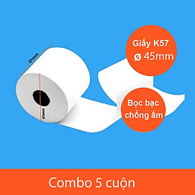 [Set 5 cuộn] Giấy in bill nhiệt K57 x 45mm bọc bạc