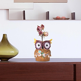Owl Flower Pot Statue Home Decor Cute Statue for Holiday Bookcase Decoration