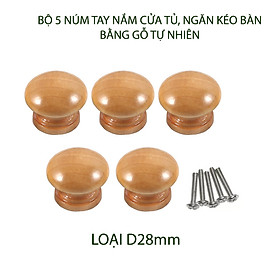 Mua Bộ 5 núm tay nắm cửa tủ  ngăn kéo bàn  bằng gỗ tự nhiên sơn phủ bóng