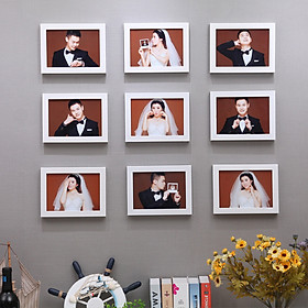 Khung ảnh treo tường trang trí phòng cưới gồm 9 khung
