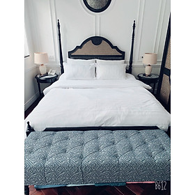 Bộ drap giường cotton trắng sọc 3F cao cấp A (1 ga, 2 vỏ gối nằm, 1 vỏ gối ôm)