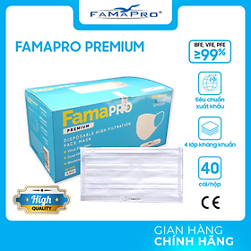 [FAMAPRO - PREMIUM] Khẩu trang y tế cao cấp 4 lớp kháng khuẩn Famapro Premium (40 cái/ hộp)