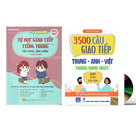 [Download Sách] Sách - Combo 2 sách 3500 câu giao tiếp trung anh việt thông dụng và Tự học tiếng Trung văn phòng công xưởng ngành may mặc, giày da, gổ, kế toán, xuất nhập khẩu, điện tử,... có pinyin,âm bồi, mp3 nghe+DVD tài liệu