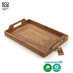 Mua Khay mây guột chữ nhật EOCHUB có tay cầm đựng hoa quả  đồ ăn  decor  không bị mốc tiện dụng | EH066