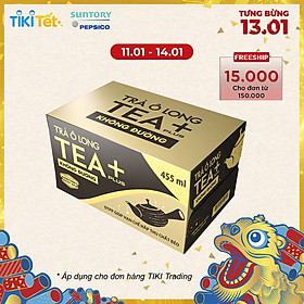 Thùng 24 Chai Olong Không Đường Tea+ (455ml x24 Chai)