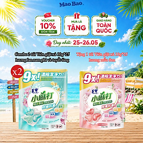 Combo 2 Túi Viên giặt xả Mao Bao - Chống mạt và kháng khuẩn 10g*25 viên (Hương lan nam phi và tuyết tùng)