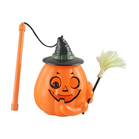Đèn LED cầm tay Jack-O-Lantern với cây chổi Halloween Pumpkin hình dáng bí ngô cho trang trí tiệc