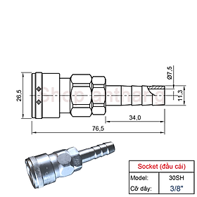 Khớp nối nhanh khí nén SH(ổ cắm) - Nitto (Nhật Bản)