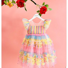 Váy công chúa đầm công chúa thiết kế màu cầu vồng cho bé gái từ 1-10 tuổi tại Mom'schoice