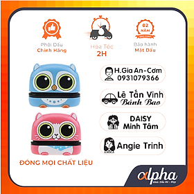 Mua Khắc Dấu Tên Hình Thú Dễ Thương In Mọi Chất Liệu - Mèo hồng - Mực Xanh Lá tại Khắc Dấu Alpha