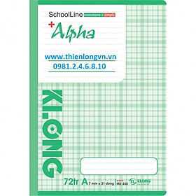 Vở kẻ ngang Alpha - 72 trang; Klong 830 bìa xanh lá