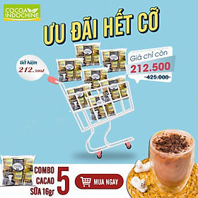 Combo 5 Túi Bột Ca Cao Passion 3 in 1 CoCoa Indochine (Túi 30 gói x 16g) - MUA 3 TẶNG 1