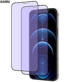Kính cường lực GAERU Full viền (2 miếng) cho iPhone XS 11 12 13 PRO PRO MAX kháng khuẩn cắt ánh sáng xanh bảo vệ mẳt [Hàng chính hãng
