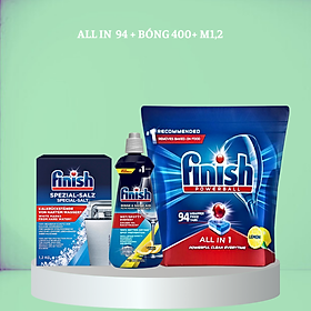 Nước làm bóng finish 1150ml+100 Viên rửa bát Finish All in 1+Muối rửa bát Finish 1.5kg