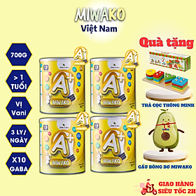 Sữa Công Thức Hạt Thực Vật Hữu Cơ MIWAKO A+ 700g Vị Vani x 4 Hộp Date 29
