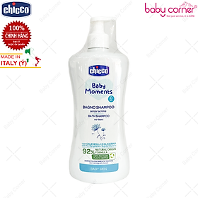 Sữa TẮM GỘI CHICCO Baby Moments Chiếc Xuất Hoa Cúc Dưỡng Ẩm Chống Rôm Sảy Cho Bé, Từ 0 tháng, chai 200ml/500ml