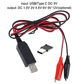 Loại C USB đến 1.5V 3V 4,5V 6V 9V 12V Cáp AAA C D Kích thước loại pin loại Pin: 6V