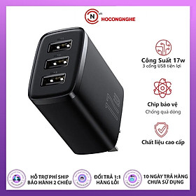 Cốc Sạc Đa Năng 3 Cổng Sạc Baseus Compact Charger 17W - Hàng chính hãng