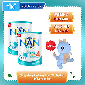 Combo 2 lon sữa bột Nestlé NAN OPTIPRO 4 HMO lon 900g + Tặng Gối mền kỳ nhông