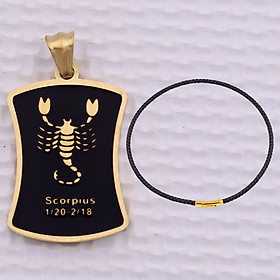 Mặt dây chuyền cung Hổ Cáp - Scorpius inox vàng kèm vòng cổ dây da đen, Cung hoàng đạo