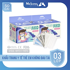 Combo 2 hộp Khẩu trang y tế trẻ em Miko cao cấp, có dây đeo mềm không đau tai