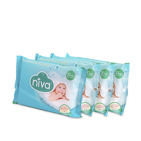 Combo 4 khăn ướt Niva không mùi, 30 miếng