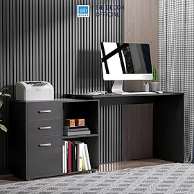 Mua Bàn Làm Việc Kết Hợp Tủ Gỗ 3 Ngăn Kéo Hiện Đại Màu Trắng Đen Thương Hiệu SIB Decor