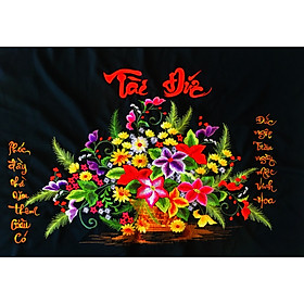 Mua (ĐÃ THÊU) Tranh thêu truyền thống chỉ lụa TÀI ĐỨC 90x50cm chưa khung