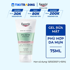 Gel Rửa Mặt Cho Da Mụn Eucerin 3X Treatment Gel To Foam Cleanser 75ml