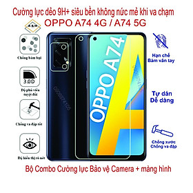 Bộ Combo Cường lực dẻo + Cường lực bảo vệ Camera dành cho OPPO A74 / A74 5G, chống va đập chống trầy xước