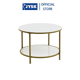 Bàn cafe | JYSK Gadevang | kính cường lực/kim loại | trắng/vàng | DK65xC45cm