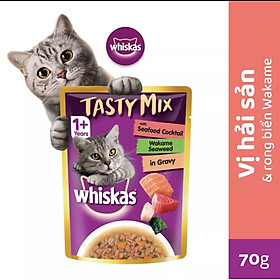 Combo Pate Cho Mèo Lớn Whiskas Tasty Mix Thịt Và Rau Củ Gói 70g - YonaPetshop - Hải sản & Rong biển