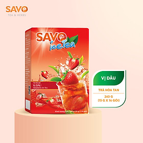 Trà Dâu hòa tan SAVO Icetea (Strawberry Ice Tea) - Hộp 16 gói x 15g