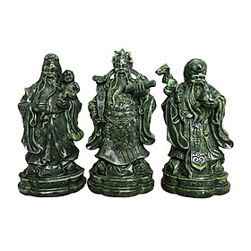 Tượng Đá Tam Đa Phúc Lộc Thọ - Cao 20cm - Màu Xanh Lục Bích