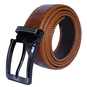 HC4467 - Dây nịt nam da đà điểu Huy Hoàng đan viền 4P đầu kim màu vàng bò