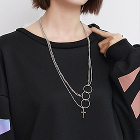 Dây chuyền vòng cổ unisex mix vòng tròn cá tính